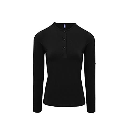 Image of Premier Womens/Ladies Long John Roll Sleeve Tee (S) (Black)
