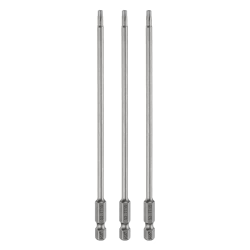 Image of sourcing map 3pcs TT15 Security Torx Head Screwdriver Bit 6" (150mm) Long 1/4" Hex Shank Magnetic Tamper Proof 6 Point Star Screw Driver Drill Bits S2 Steel Hole Tip Industrial Power Tools