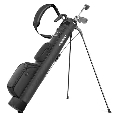 Image of RIOROO Golf Stand Bag with Adjustable Strap Golf Bag 2 Way Divider 3 Pockets Lightweight Easy to Pencil Golf Carry Bag for The Driving Range, Par 3, and Executive Courses