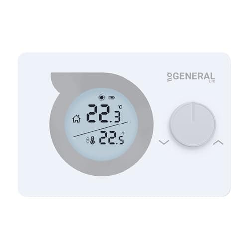 Image of GENERAL Life RF Wireless Room Thermostat with Receiver Included, Digital Battery-Powered Controller for Central Heating & Cooling, White – Mitra HT230S
