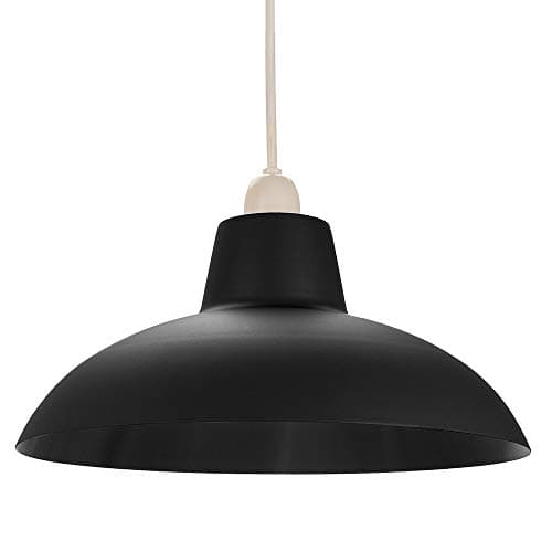 Image of Industrial Retro Designed Matt Black Curved Metal Ceiling Pendant Light Shade | 60w Maximum | 29cm Diameter by Happy Homewares