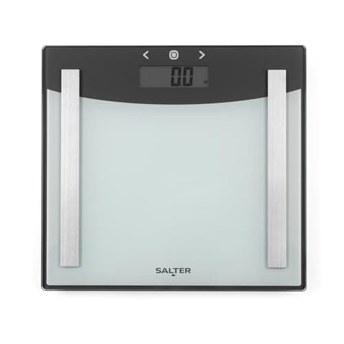 Image of Salter Glass Analyser Bathroom Scale – Electronic Digital Bodyweight, Body Fat Scale, 180kg/28st 3lb, Athlete Mode, LCD Easy To Read Display, Step On Instant Readings, Includes Carpet Feet & Batteries