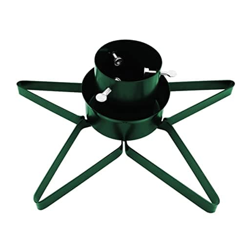 Image of The Christmas Workshop Star Shaped Christmas Tree Stand - Fill with Water, Fits Real Christmas Trees Up To 2.8M Tall & 9cm Diameter, Holds 0.9L of Water, Green