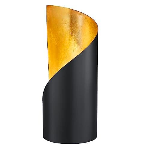Image of Britalia Matt Black & Gold Inner Vintage Metal Cylinder Table Desk Lamp | 24cm Height | 1 x SES E14 Lamp Bulb Required | UK Approved | Cylindrical Retro Swirl Design