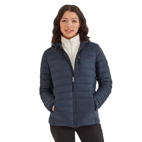 Image of TOG24 North Womens Hooded Duck Down Jacket Padded Quilted Puffer Jacket Ultra Warm, 800 Fill Power Transforms Into Travel Pillow Durable With Flattering Fit - Ideal for Travel and Winter