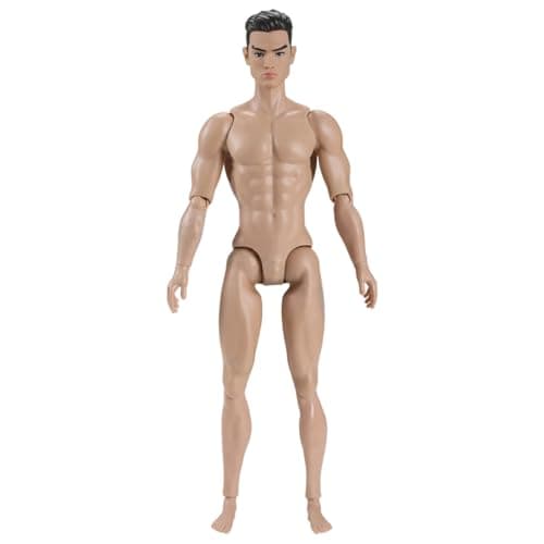Image of Xoeryoy 1/6 Scale Action Figure Multi Jointed Posable Male Muscular Action Figure Body with Head for Display Doll Collection, Beige