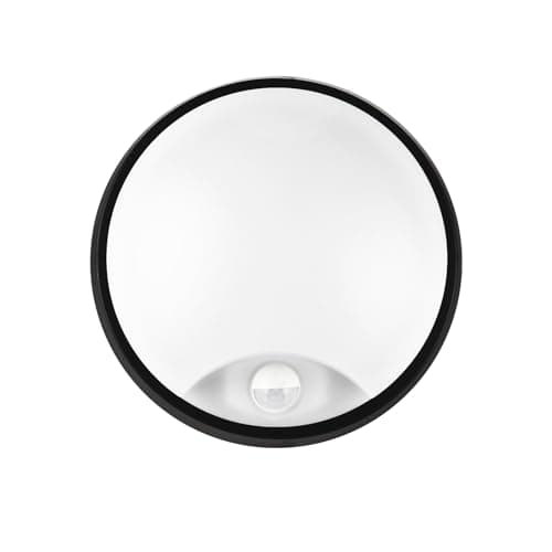 Image of 18W LED 4000K IP65 Flush Wall Ceiling Mounted Round Bulkhead Light Fitting with Motion Sensor PIR for Indoor,Outdoor,Bath,Office,Hallway,Corridor,Utility,Garden,Shed,Workshop, Black - Improved Version
