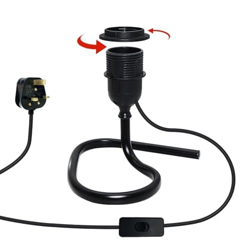Image of LAKONEI Industrial Table lamp with 2.4m Cable Switch and Plug, Black E26 E27 Lamp Holder, Triangular Lamp Holder,Small Bedside Reading Lamps, Support The Installation of lampshade