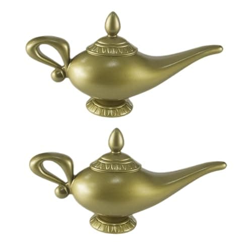 Image of Bohue 2 Pieces Gold Genie Magic Lamp Vintage Legend Aladdin Magic Lamp Arabian Theme Fancy Dress Halloween Cosplay Accessory for Party