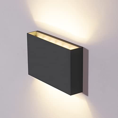 Image of DAWALIGHT Up Down Wall Sconce, 12W 3000K Warm White LED Outdoor Wall Lights Mains Powered, IP65 Waterproof Modern Rectangle Wall Lamp for Bedroom Hallway Living Room Bathroom, Plastic, Dark Grey