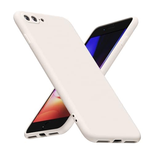 Image of LoeoeL for iPhone 8 Plus/ 7 Plus Phone Case Silicone, Minimalist Ultra Thin Slim Soft Rubber Gel Solid Color Matte TPU Cute Case for Women, Girly Aesthetic Design & Camera Cover, Beige Stone Cream