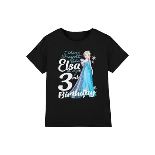 Image of Frozen Bright Like Elsa 3rd Birthday Girls T Shirt, Black, 3-4 Years