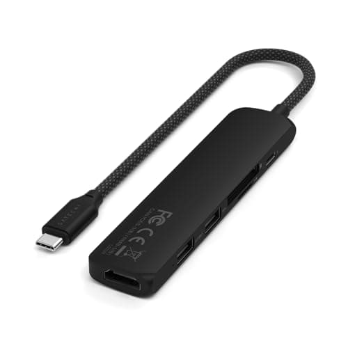Image of SATECHI 6-in-1 USB-C Hub Slim Plus Multiport Adaptor with HDMI 4K@60Hz, 100W USB-C PD Charging, 2x USB-A Data Ports, microSD/SD Card Readers for MacBook Air & Pro M5 M4 M3, iPad, Windows – Black