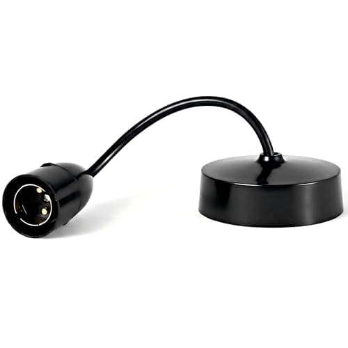 Image of HARPER LIVING B22 Ceiling Pendant Light Fitting, 6 Inch (150mm) Black Plastic Lamp Holder, DIY Pendant Light Base for Kitchen Island Living Room Bedroom Dining Room, Indoor Lighting Fixture