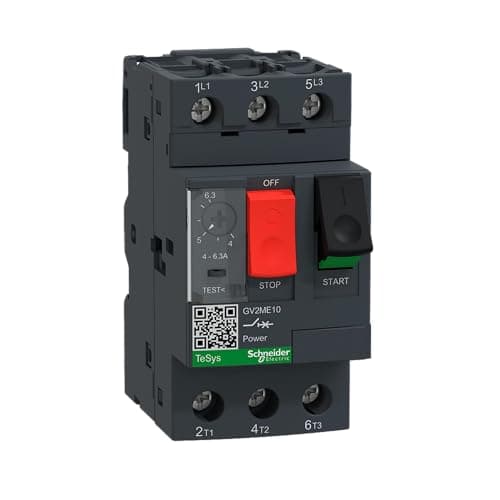 Image of Schneider Electric, Motor circuit breaker, TeSys GV2, 3P, 4-6.3 A, thermal magnetic, screw clamp terminals, GV2ME10
