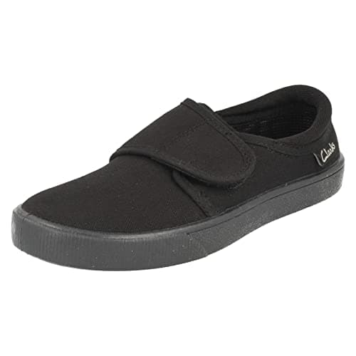 Image of Clarks Hopper Run Kid Textile Plimsolls In Black Standard Fit Size 8
