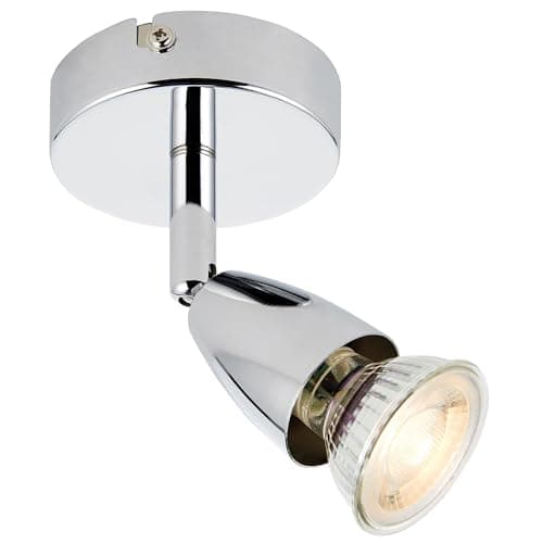 Image of National Lighting Amalfi Single Decorative Chrome Plated Finish, GU10 LED, Compatible Adjustable Ceiling Light, Wall Spotlight