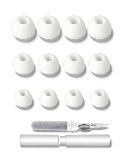 Image of OAZSWGG Silicone Replacement Ear Tips for XIAOMI REDMI Buds 8 Lite, Anti-Slip Noise Isolation Earbuds Tips, 12 Count (S/M/L 4 Each), Includes Free Cleaning Pen - White