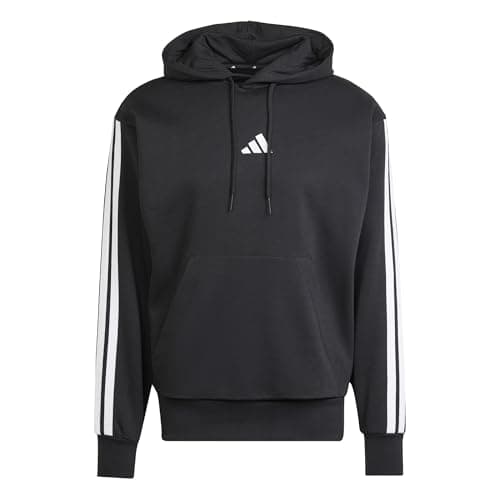 Image of adidas Men's ESSENTIAL THREE STRIPES FLEECE HOODIE, black/white, XL