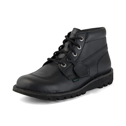 Image of Kickers Unisex Leather Alternative Kick Hi Classic Ankle Boots | Plant Based Material | Extra Comfortable | Added Durability | Premium Quality, Black, 9 UK