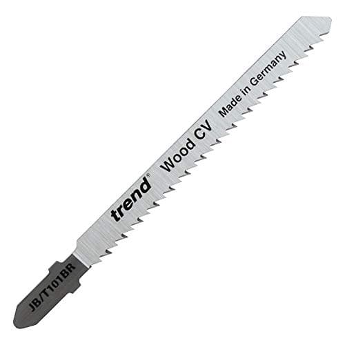 Image of Trend Professional Jigsaw Blades, Pack of 5, 100mm x 2.5mm, CV Down-Cut, Precision Wood Cutting, Universal T-Shank, JB/T101BR