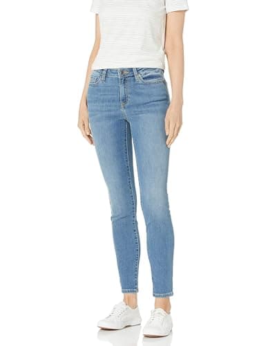 Image of Amazon Essentials Women's Mid-Rise Stretchy Skinny Jeans - Discontinued Colours, Light Blue, 18 Short