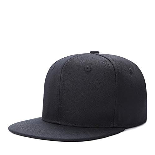 Image of Boolavard Infant to Toddler Kid's Plain Structured Flatbill Snapback Cap (UK, Alpha, One Size, Black)