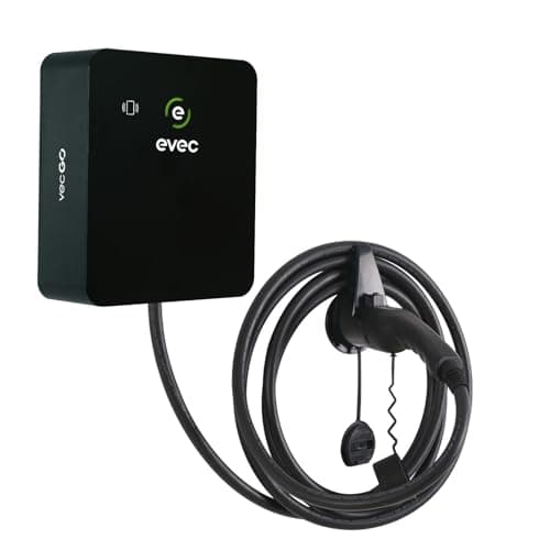 Image of evec vecGO 2.0 EV Charger, Type 2, 7.4kW Tethered Single Phase Wall Mounted Home Car Charger, 3 Year Warranty, Shadow Black - VEC03-N