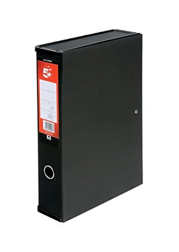 Image of 5 Star Office Box File Lock Spring with Ring Pull and Catch 75mm Spine Foolscap Black [Pack 5]