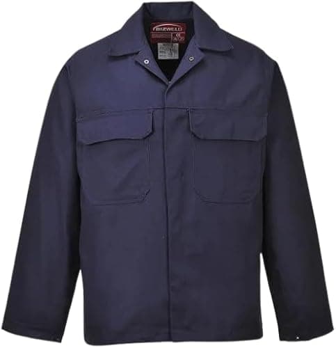 Image of Bizweld Jacket Welding Adjustable Cuffs Pockets Flame Resistant BIZ2- Navy (UK, Alpha, M, Regular, Regular)