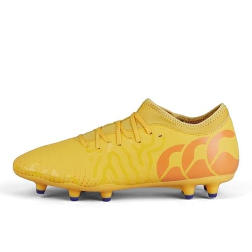 Image of Canterbury Adult Unisex Speed Infinite Team Firm Ground Rugby Boots | Lightweight Design | Breathable | Grip Texture Firm Ground Rugby Boots, Ambyel/Oracrush/Mars Red, 7