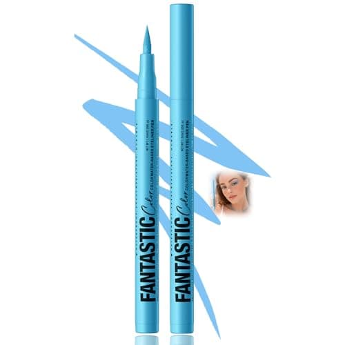 Image of Sky Blue Waterproof Eyeliner Pen for Graphic Eye Makeup - Precision Felt Tip Liquid Liner, Long Wearing Sweat Resistant Matte Colour, Smooth Flow Fine Point for Winged & Artistic Looks