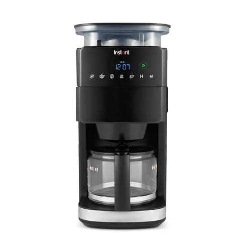 Image of Instant Grind and Brew Bean to Cup Coffee Maker, 24 Hour Programmable Filter Coffee Machine, Reusable Filter, Glass Carafe, Digital Display - 4-10 cup Customisable Brewing & Automatic Bean Grinder