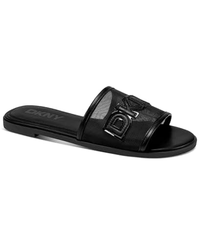 Image of DKNY Women's Wren-Flat 5 mm Slide Sandal, Black, 38 EU