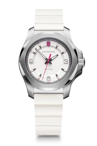 Image of Victorinox Women’s Watch I.N.O.X. V Ø 37 mm, Swiss Made, Analogue Quartz, Water-Resistant up to 100 m, Sapphire Glass, Rubber Strap, White