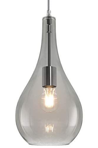 Image of Modern Tear Drop Glass Pendant Light Shade Grey Smoked Retro Chrome Ceiling Lamp Holder M0213