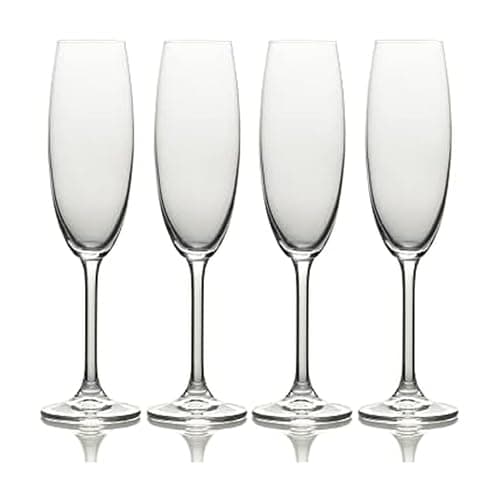 Image of MIKASA Julie Clear Champagne Flutes Set, 4 Piece, Dishwasher Safe Champagne Glasses, 250ml