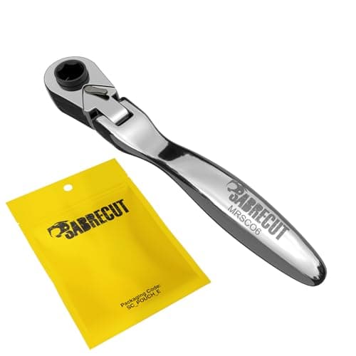 Image of SabreCut 1 x MRSC06 Flex Head Mini Micro Ratchet 6.3mm HEX 1/4" Square Drive Stainless Steel Professional 60 Tooth Gear Hand Ratchet Wrench