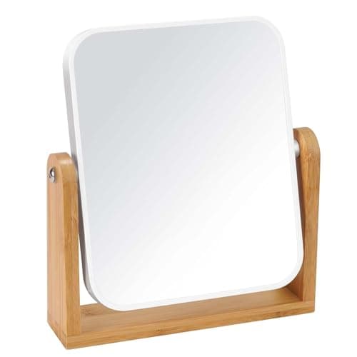 Image of CLSEVXY Vanity Makeup Mirror with Stand, Double Sided 360 Degree Swivel Magnifying Mirror, Tabletop Magnified Make up Mirrors for Bathroom or Bedroom 8 Inch