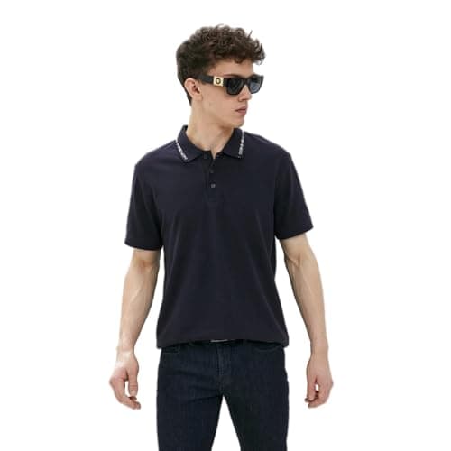 Image of French Connection Mens Cotton Polo Top-Dark Blue-Large