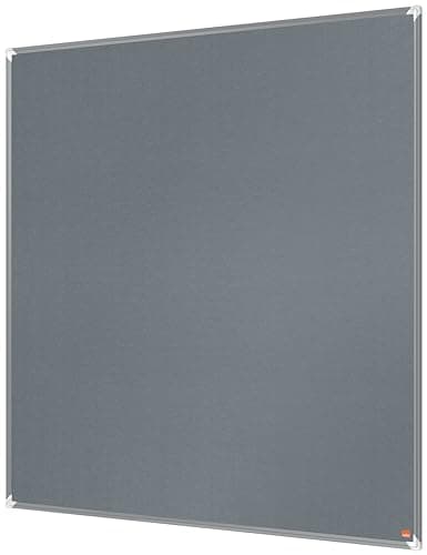 Image of Nobo Premium Plus Felt Notice Board 1200x1200mm – Grey |Pin Board for Wall, Office Noticeboard, Display Board, Felt Memo Board, Vision Board, Mood Board, EU Ecolabel Certified