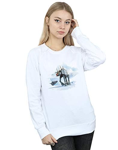 Image of Absolute Cult Star Wars Women's Christmas AT-AT Reindeer Sweatshirt White Small