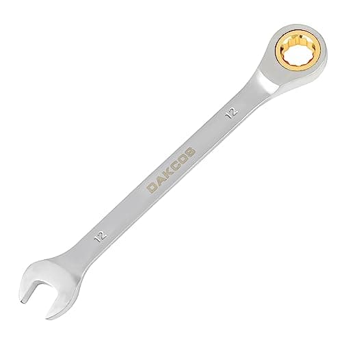 Image of DAKCOS Fixed Head Ratchet Spanner 12mm Ratcheting Combination Wrench Chrome Vanadium Steel