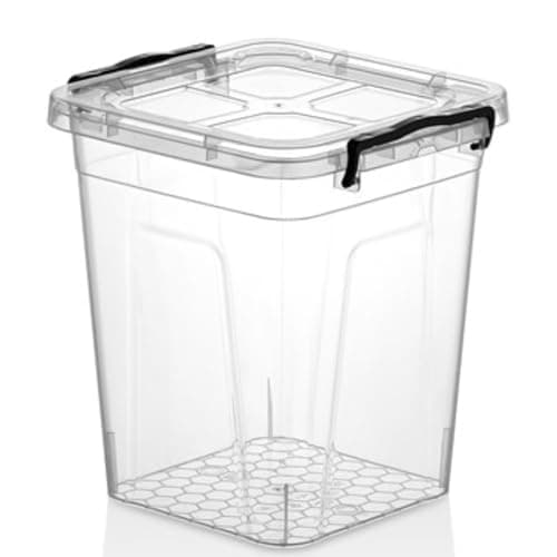 Image of Easy Shopping® Clear Plastic Deep Storage Box with Locking Lid Food Grade Container Ideal for Kitchen, Home, Office, Travel & More Stackable, Multiple Sizes (5 Litre)