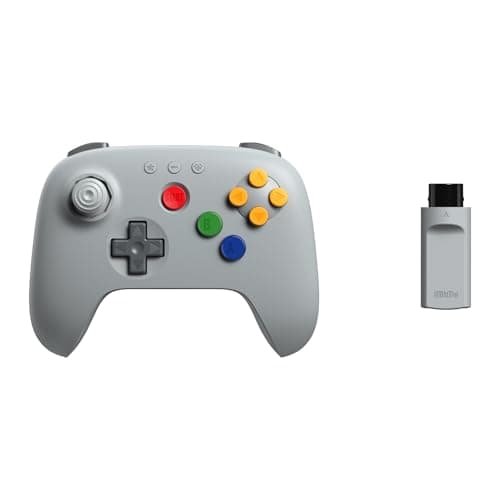Image of 8BitDo 64 2.4G Wireless Controller for Original N64 Console, Analogue 3D, and Windows (Grey)