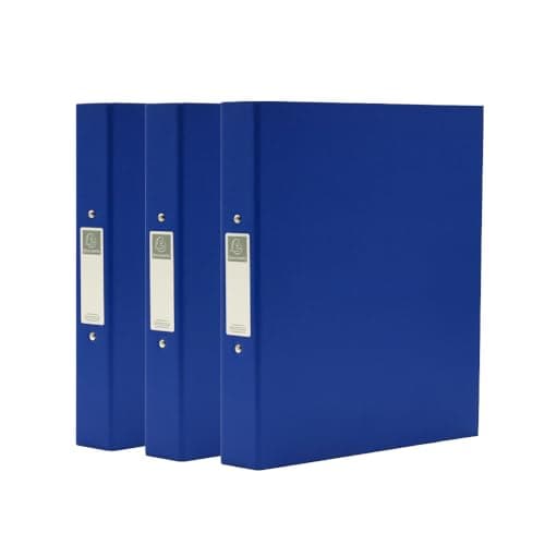 Image of Exacompta A4 Ring Binder, 30mm Spine, 2 Ring, Document Folder, Assorted, Pack of 3 in Blue, Stationery Folders for Filing Paperwork and Document Organisation - 226/0002Z