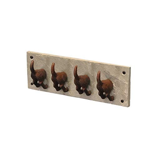 Image of Selections Cast Iron and Slate Dog Tail Wall Hooks for Coats and Keys