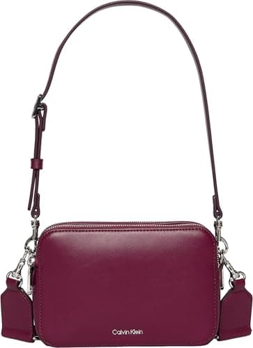 Image of Calvin Klein Women's WEBBING DOUBLE STRAP CAMERA BAG LV04F3165G Crossover, Red (Alluring Pink), One Size