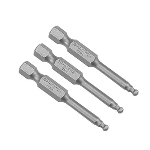 Image of sourcing map 3 Pcs H3 (3mm) Ball End Screwdriver Bits, S2 Steel Magnetic 2 Inch Long Drill Bit with 1/4 Inch Hex Shank