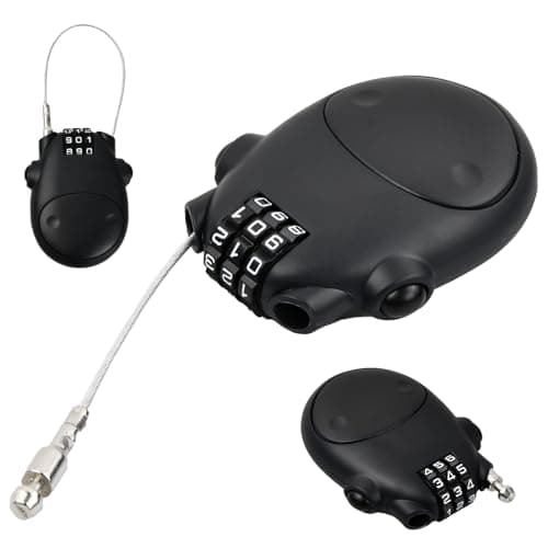Image of 3 Digit Cable Combination Lock,50x70mm Luggage Locks with 75cm Retractable Cable,Black Mini Wire Combination Lock Padlocks,Security Password Lock for Bike Helmet Travel Suitcase Toolbox Lockers